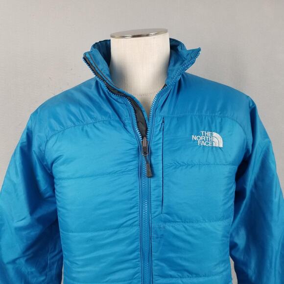 The North Face Jacket Womens Medium Blue Insulated Puffer Full Zip Chest Pocket - Picture 2 of 15